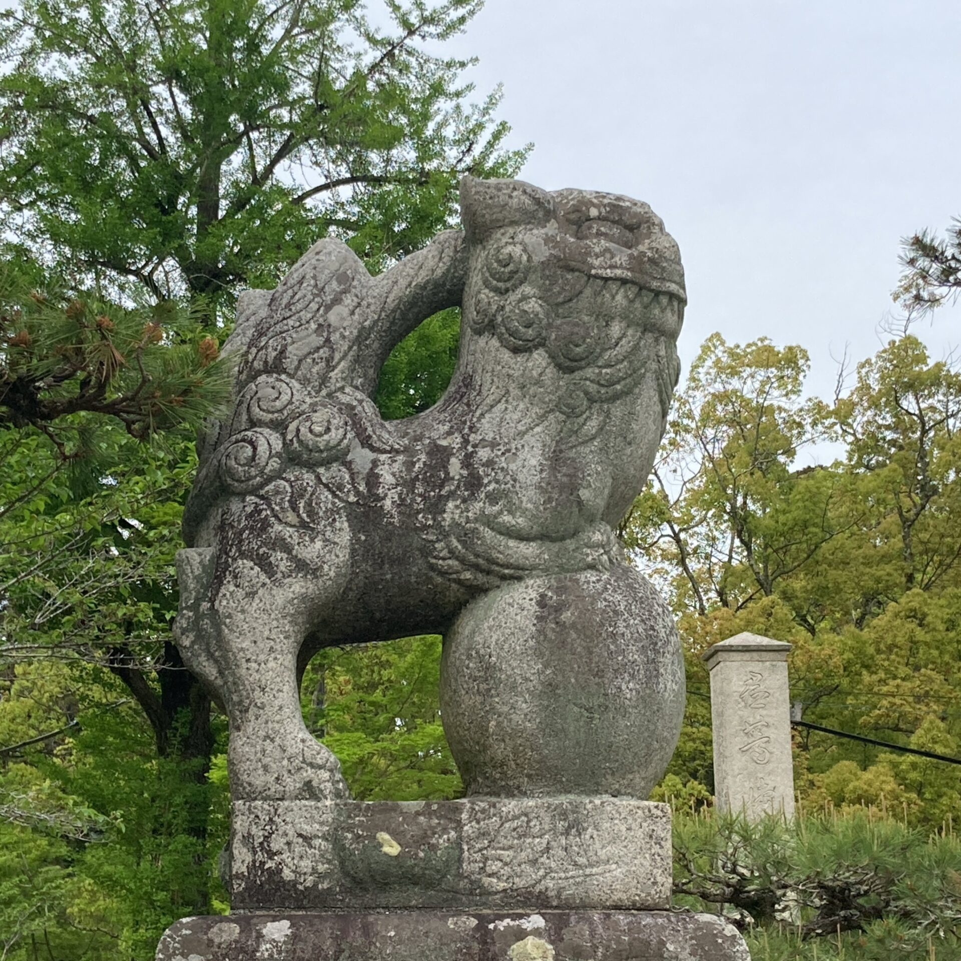 外門の対の狛犬を横から見た写真